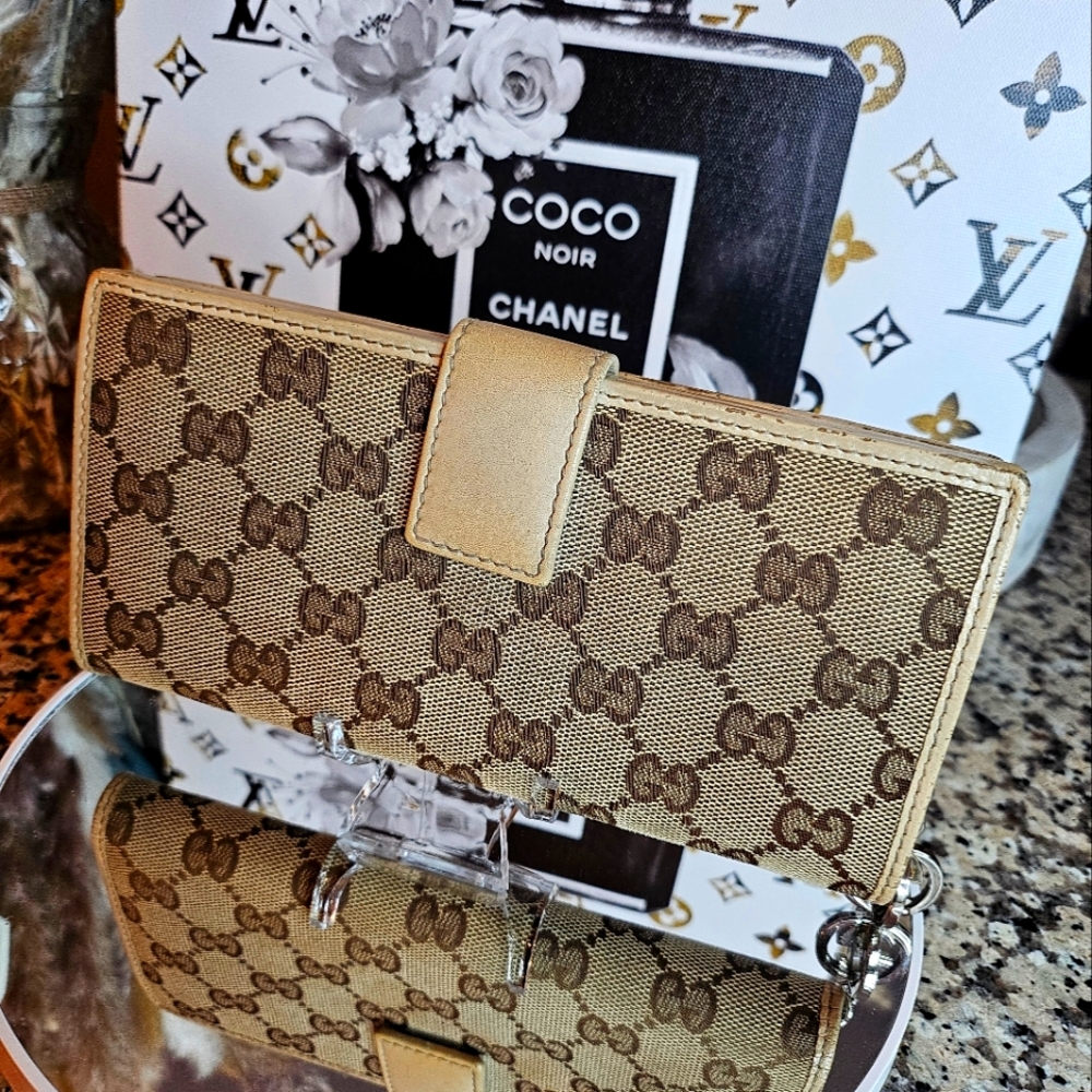 Gucci Beige and Brown long Wallet